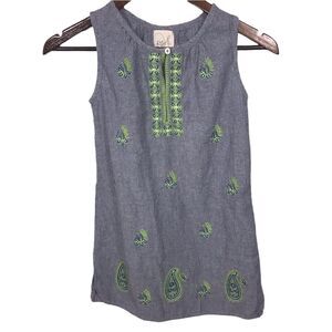 Peek Chambray Paisley Embroidered Sleeveless Dress